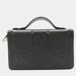 Gucci Black Leather Jumbo GG Wallet 