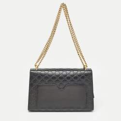 Pre Owned Gucci Black Guccissima Leather Medium Padlock Shoulder Bag
