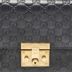 Pre Owned Gucci Black Guccissima Leather Medium Padlock Shoulder Bag