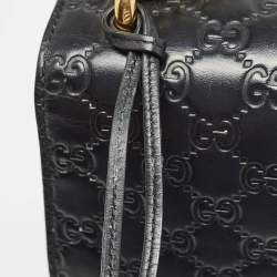 Pre Owned Gucci Black Guccissima Leather Medium Padlock Shoulder Bag