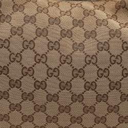 Pre Owned Gucci White/Beige GG Canvas Medium Horsebit Hobo