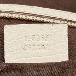 Pre Owned Gucci White/Beige GG Canvas Medium Horsebit Hobo