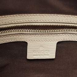 Pre Owned Gucci White/Beige GG Canvas Medium Horsebit Hobo