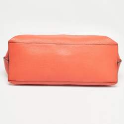 Pre Owned Gucci Orange Leather Large Bamboo Daily Top Handle Bag