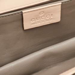 Pre Owned Gucci Beige Suede Crystals Embellished Flap Chain Clutch