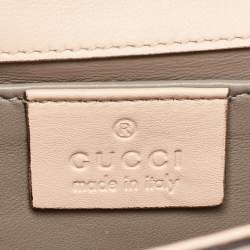 Pre Owned Gucci Beige Suede Crystals Embellished Flap Chain Clutch