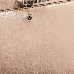مملوكة مسبقًا Gucci Rose Gold Leather Crystals Broadway Clutch Bag