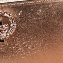 مملوكة مسبقًا Gucci Rose Gold Leather Crystals Broadway Clutch Bag