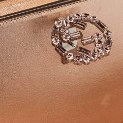 مملوكة مسبقًا Gucci Rose Gold Leather Crystals Broadway Clutch Bag
