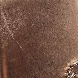 مملوكة مسبقًا Gucci Rose Gold Leather Crystals Broadway Clutch Bag