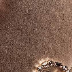 مملوكة مسبقًا Gucci Rose Gold Leather Crystals Broadway Clutch Bag