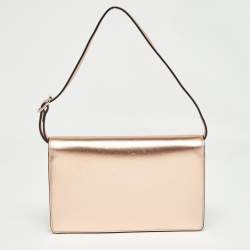 مملوكة مسبقًا Gucci Rose Gold Leather Crystals Broadway Clutch Bag