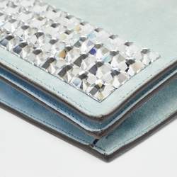 Pre Owned Gucci Light Blue Suede Broadway Clutch