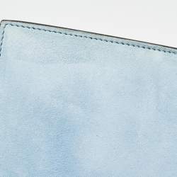Pre Owned Gucci Light Blue Suede Broadway Clutch