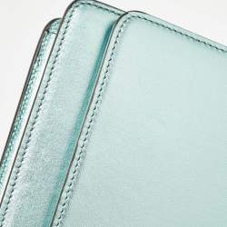 Pre Owned Gucci Metallic Mint Green Leather Crystals Broadway Clutch Bag