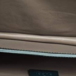 Pre Owned Gucci Metallic Mint Green Leather Crystals Broadway Clutch Bag