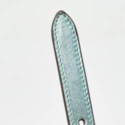 Pre Owned Gucci Metallic Mint Green Leather Crystals Broadway Clutch Bag