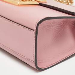 Pre Owned Gucci Light Pink Leather Small Padlock Shoulder Bag