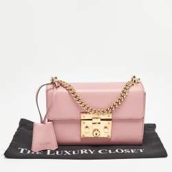 Pre Owned Gucci Light Pink Leather Small Padlock Shoulder Bag