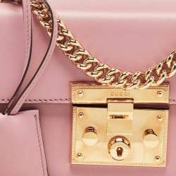 Pre Owned Gucci Light Pink Leather Small Padlock Shoulder Bag