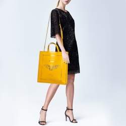 Gucci Mustard Leather Garden Bat Vertical Shopping Tote