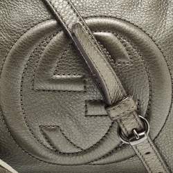 Gucci Metallic Grey Leather Small Soho Disco Crossbody Bag