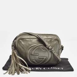 Gucci Metallic Grey Leather Small Soho Disco Crossbody Bag