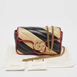 مملوكة مسبقًا Gucci Tricolor Matelassé Leather Super Mini GG Marmont Torchon Bag