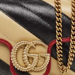 مملوكة مسبقًا Gucci Tricolor Matelassé Leather Super Mini GG Marmont Torchon Bag