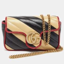 مملوكة مسبقًا Gucci Tricolor Matelassé Leather Super Mini GG Marmont Torchon Bag