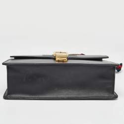 Pre Owned Gucci Black Leather Small Web Sylvie Shoulder Bag