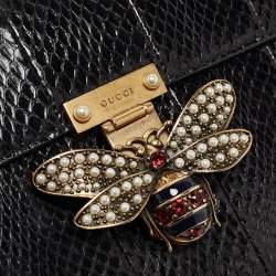 Gucci Black Water Snake Small Queen Margaret Top Handle Bag