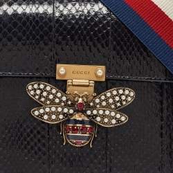 Gucci Black Water Snake Small Queen Margaret Top Handle Bag