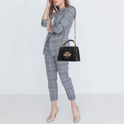 Gucci Black Water Snake Small Queen Margaret Top Handle Bag