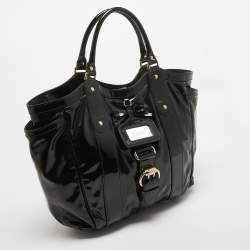 Pre Owned Gucci Black Patent Leather Vanity Tote