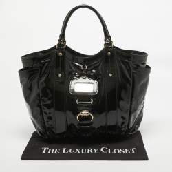 Pre Owned Gucci Black Patent Leather Vanity Tote