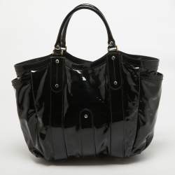 Pre Owned Gucci Black Patent Leather Vanity Tote