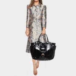 Pre Owned Gucci Black Patent Leather Vanity Tote