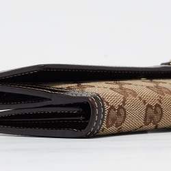 Gucci Beige/Brown GG Canvas and Leather Horsebit Tassel Continental Wallet