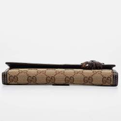 Gucci Beige/Brown GG Canvas and Leather Horsebit Tassel Continental Wallet