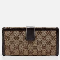 Gucci Beige/Brown GG Canvas and Leather Horsebit Tassel Continental Wallet
