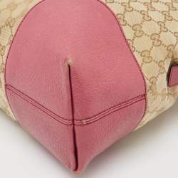 Pre Owned Gucci Fuchsia/Beige GG Canvas and Leather Bree Bag