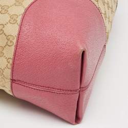 Pre Owned Gucci Fuchsia/Beige GG Canvas and Leather Bree Bag