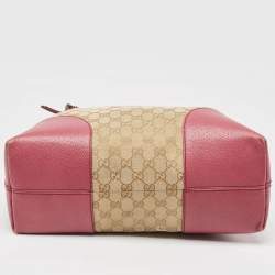 Pre Owned Gucci Fuchsia/Beige GG Canvas and Leather Bree Bag