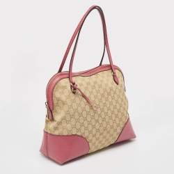 Pre Owned Gucci Fuchsia/Beige GG Canvas and Leather Bree Bag