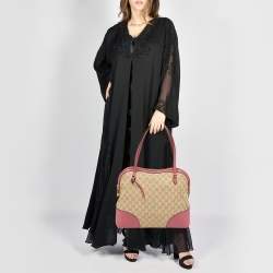 Pre Owned Gucci Fuchsia/Beige GG Canvas and Leather Bree Bag