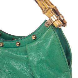 Gucci Leather Studded Bamboo Handle Hobo