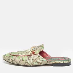 Pre Owned Gucci Brown/Beige GG Supreme Canvas Prince town Mules Size 39