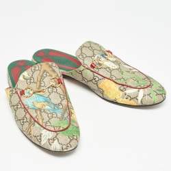 Pre Owned Gucci Brown/Beige GG Supreme Canvas Prince town Mules Size 39