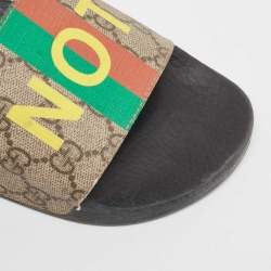 مملوكة مسبقًا Gucci Beige GG Canvas Slide Flats Size 38